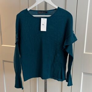 Chic Teal 100% Cashmere Long Sleeve Women's Top